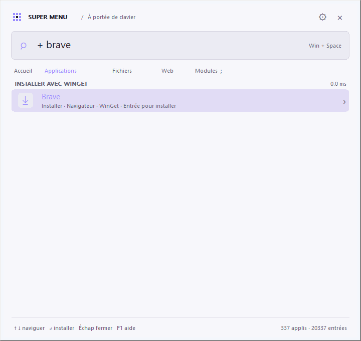 Une proposition d'installation dans Super Menu